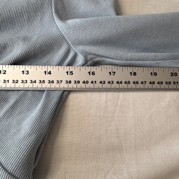 7 For‎ All Mankind Women's Long Sleeve Ribbed Babydoll V-Neck Bodysuit Blue M - Picture 9 of 16